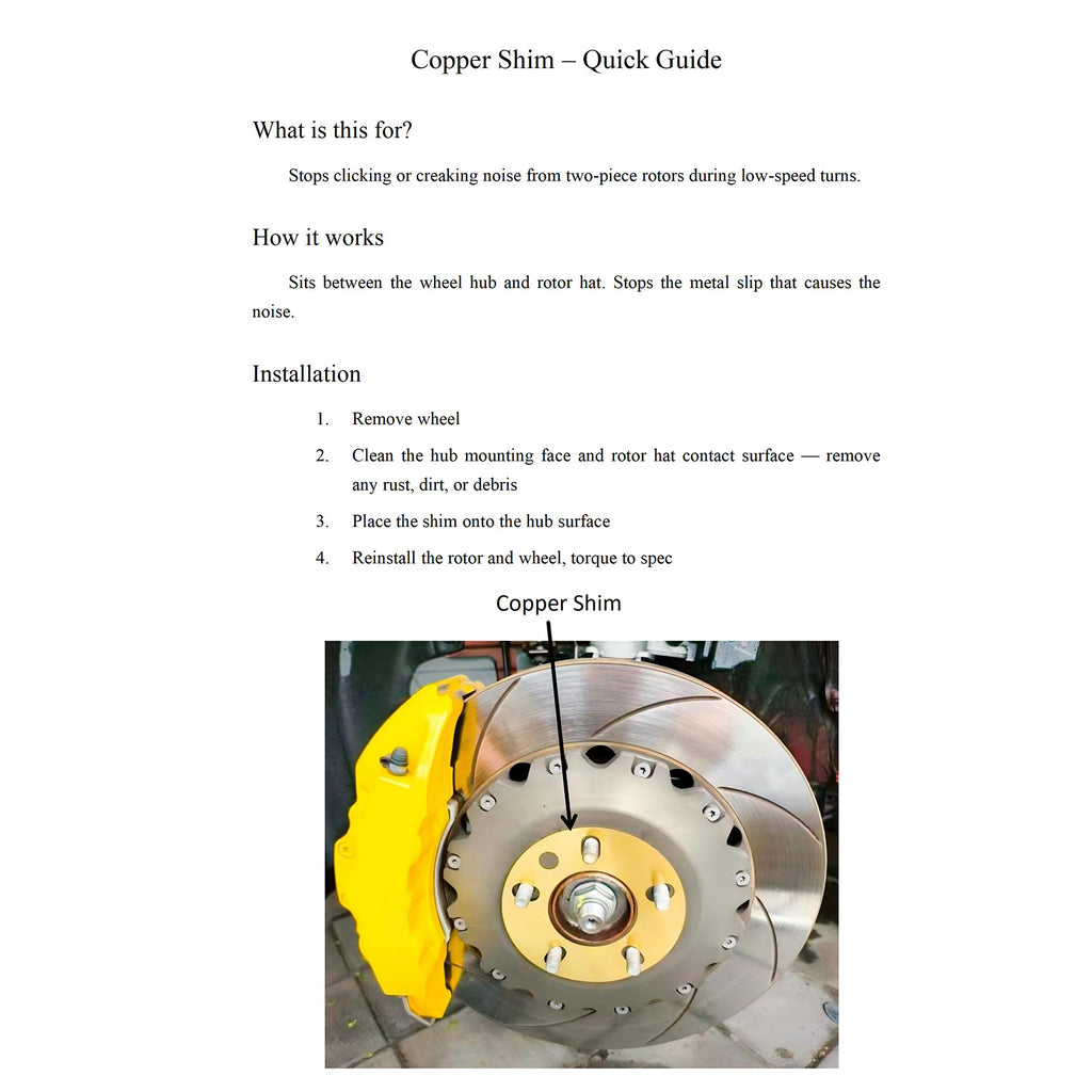 Steering Noise Reduction Copper Shims